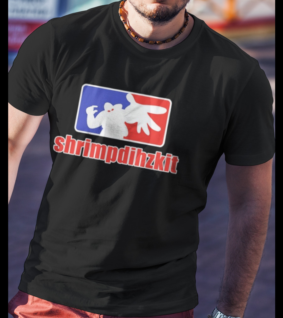 Shrimpdihzkit NBA Style Branding Parody Red White Blue T-Shirt