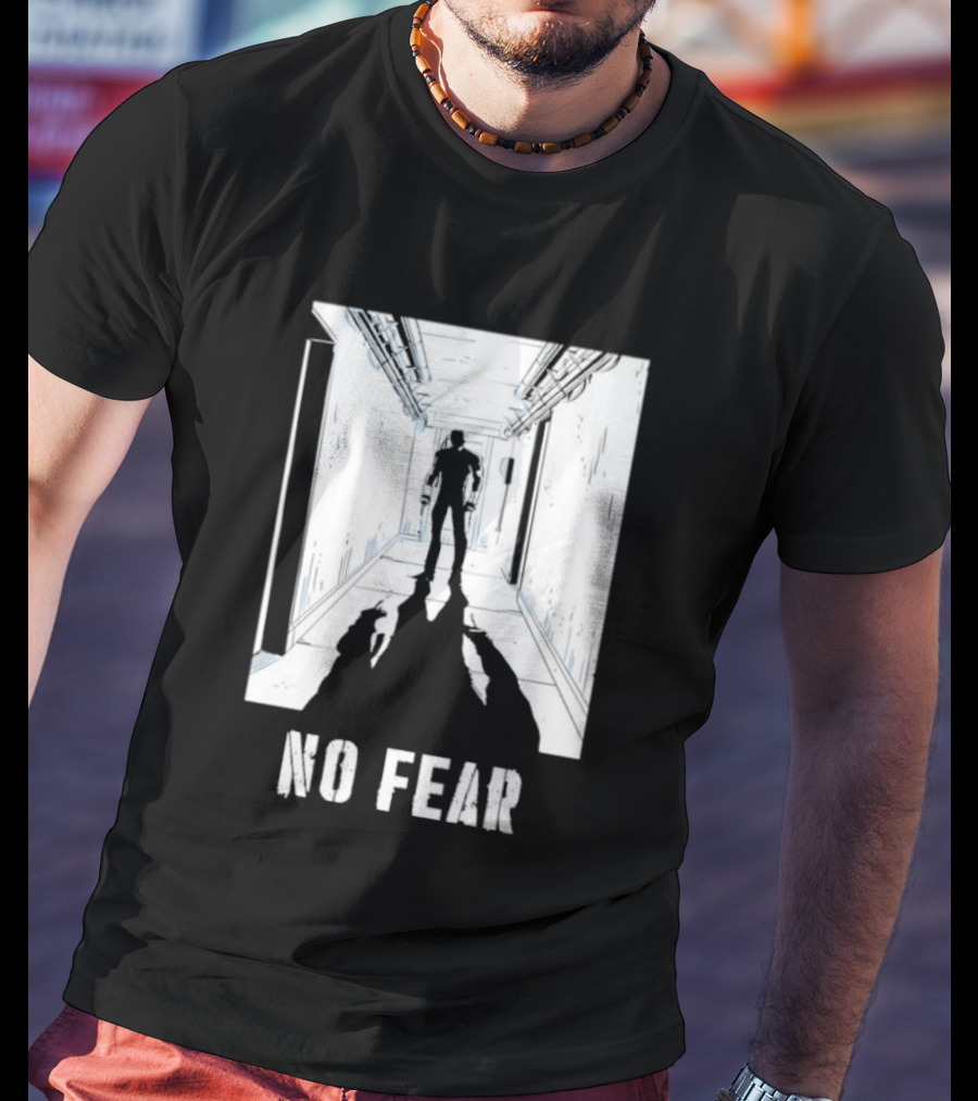 No Fear Courage Motivation Silhouette In Corridor T-Shirt