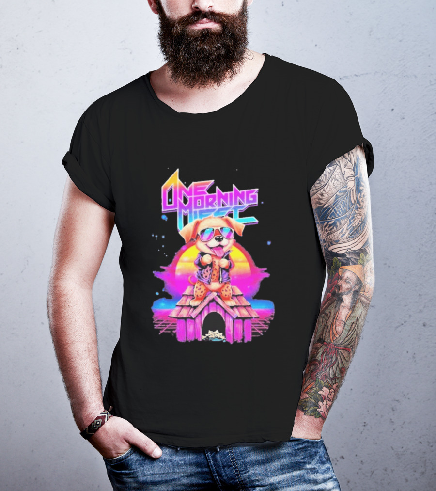 One Morning Left Puppy Doghouse 80s Retro Sunglasses Sunset Vibe T-Shirt
