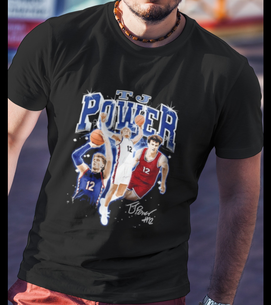 TJ Power Penn Quakers Basketball Player Number 12 Collage T-Shirt