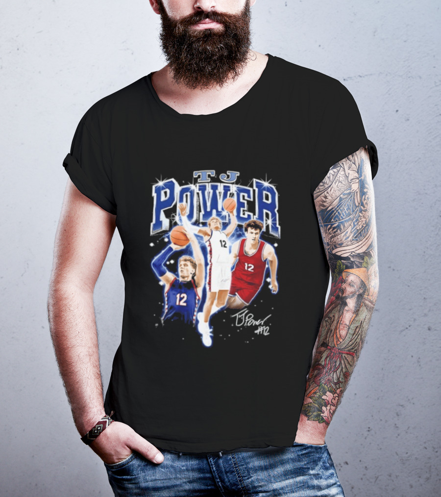 TJ Power Penn Quakers Basketball Player Number 12 Collage T-Shirt