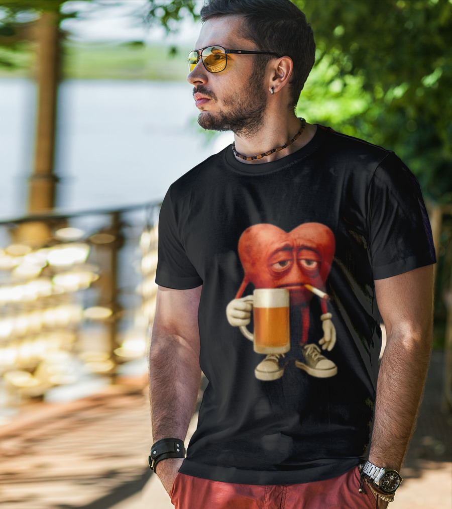 Your Heart Smoking Cigarette And Holding Beer In Sneakers T-Shirt