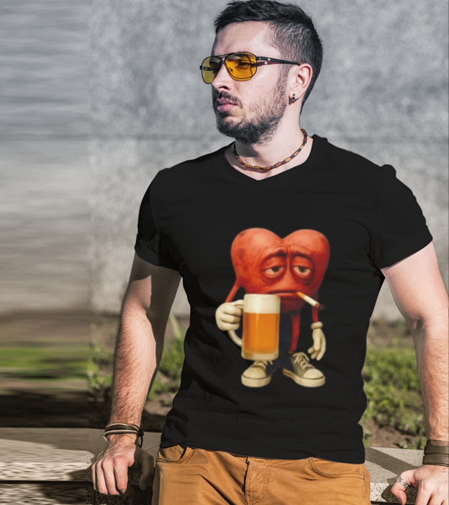Your Heart Smoking Cigarette And Holding Beer In Sneakers T-Shirt