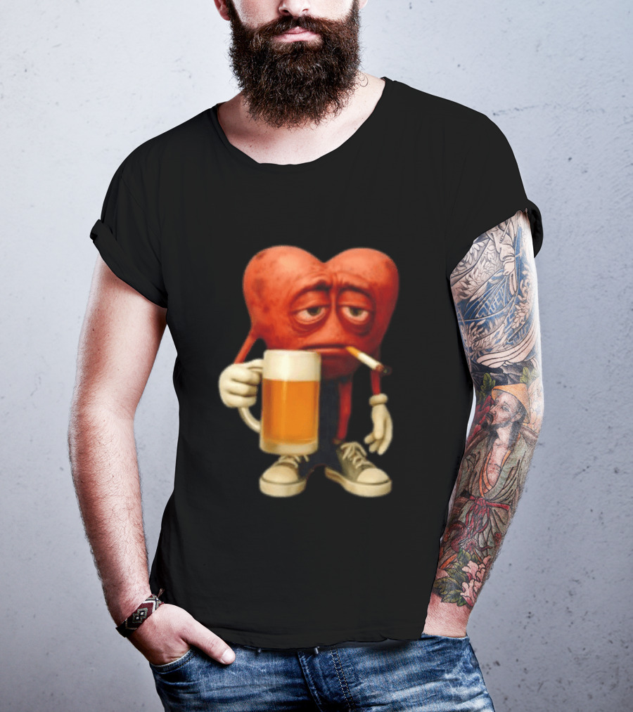 Your Heart Smoking Cigarette And Holding Beer In Sneakers T-Shirt