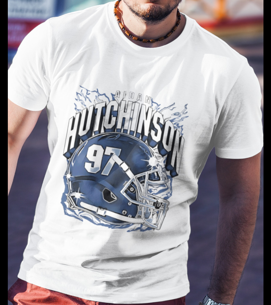 Aidan Hutchinson 97 Detroit Lions Football Helmet T-Shirt