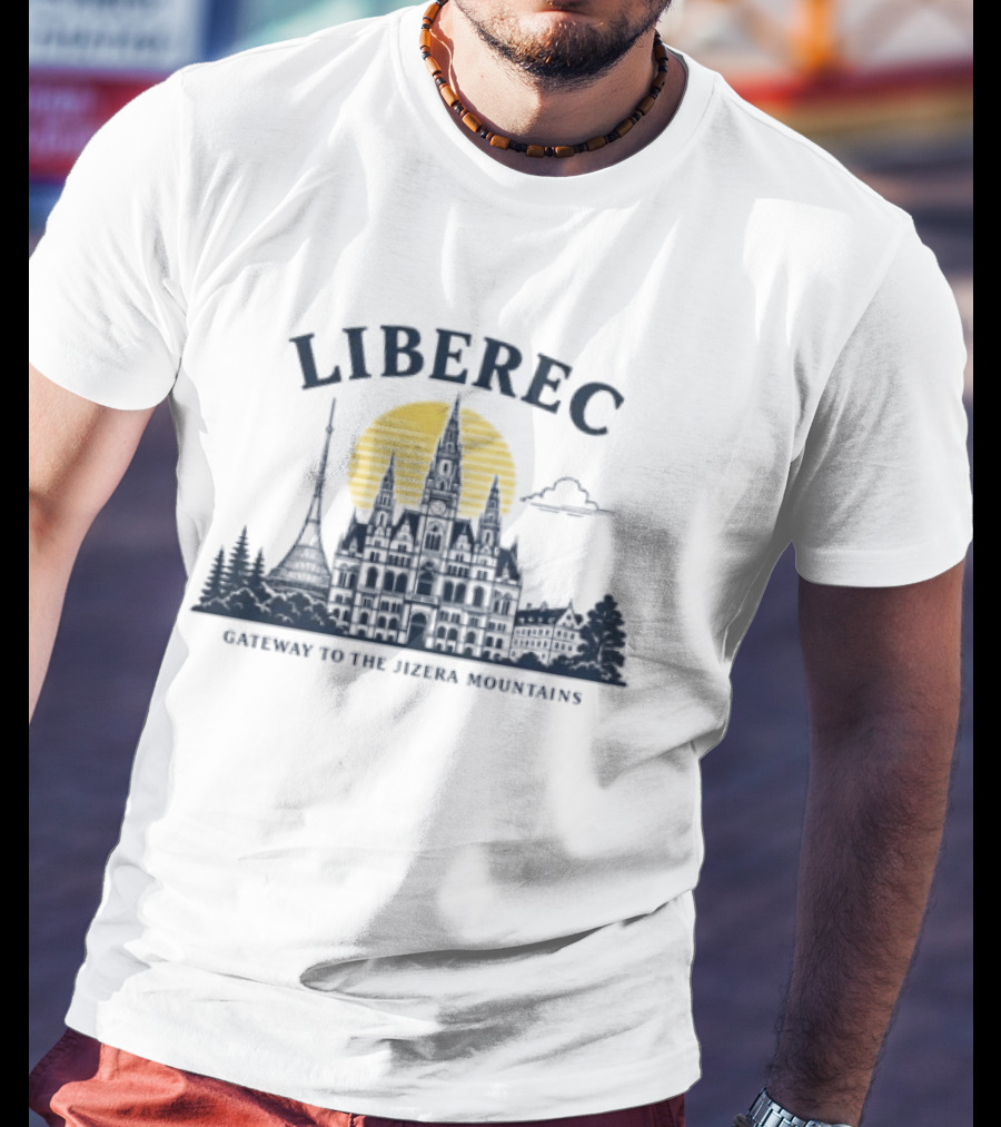 Liberec Gateway To The Jizera Mountains Skyline Silhouette With Tower And Cloud T-Shirt