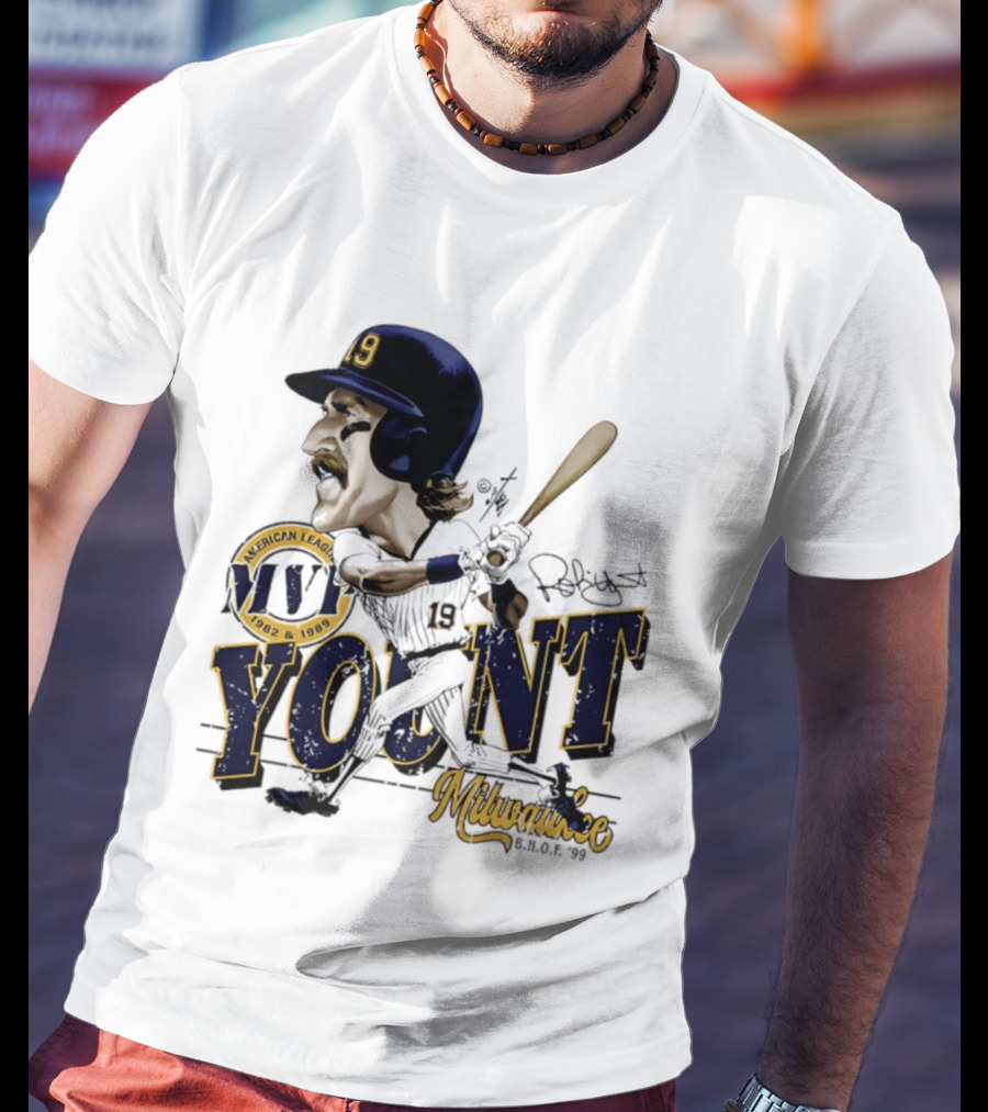 Robin Yount Milwaukee MVP American League 1982 1989 Milwaukee B.O.C. '90 T-Shirt