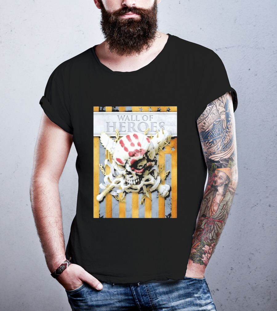 Five Finger Death Punch Wall Of Heroes Skull Chains Barbed Wire American Flag T-Shirt
