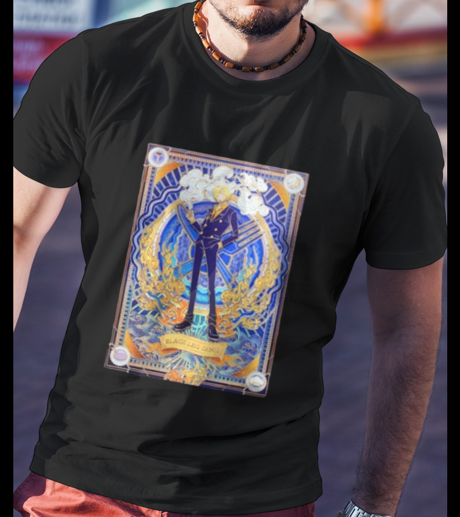 Sanji Black Leg Flames Smoking One Piece Character Art Tarot T-Shirt