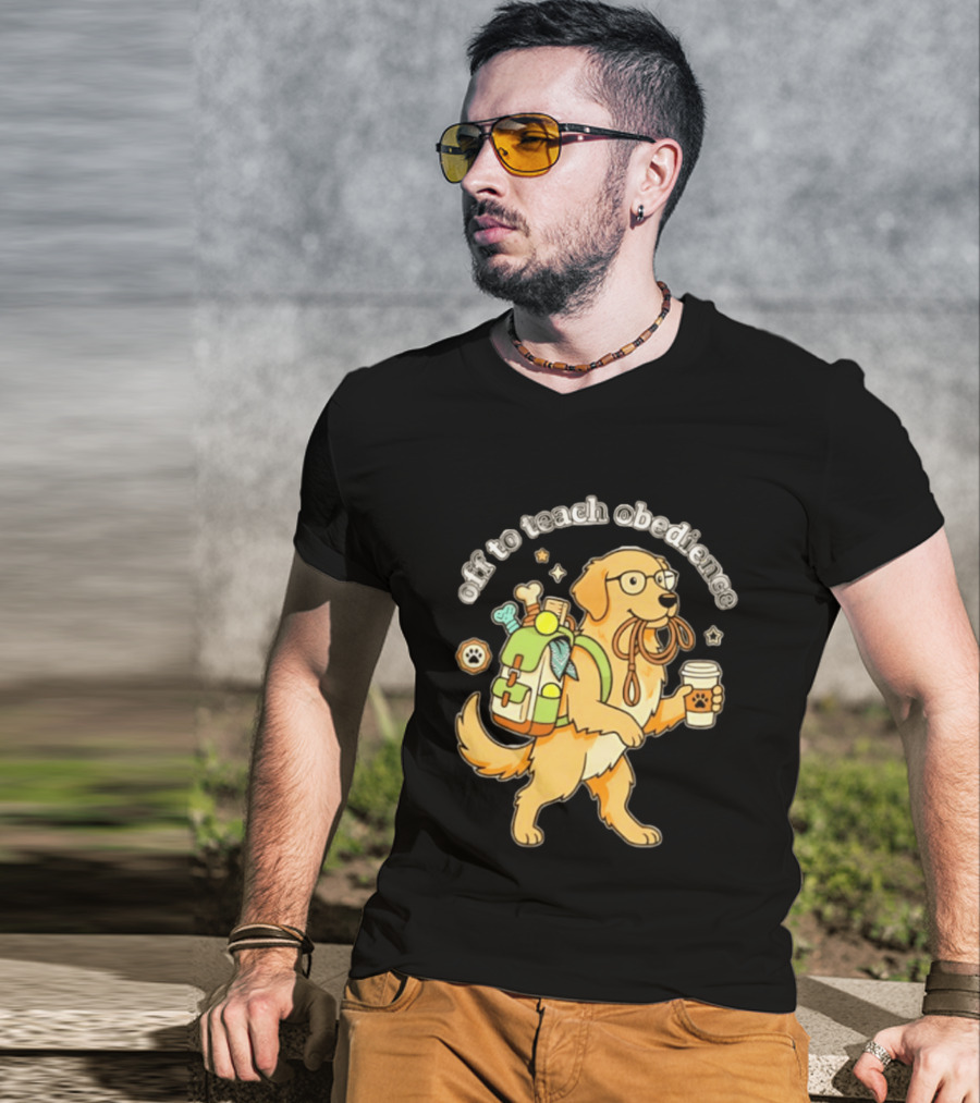 Off To Teach Obedience Golden Retriever Trainer Hiking Adventure T-Shirt