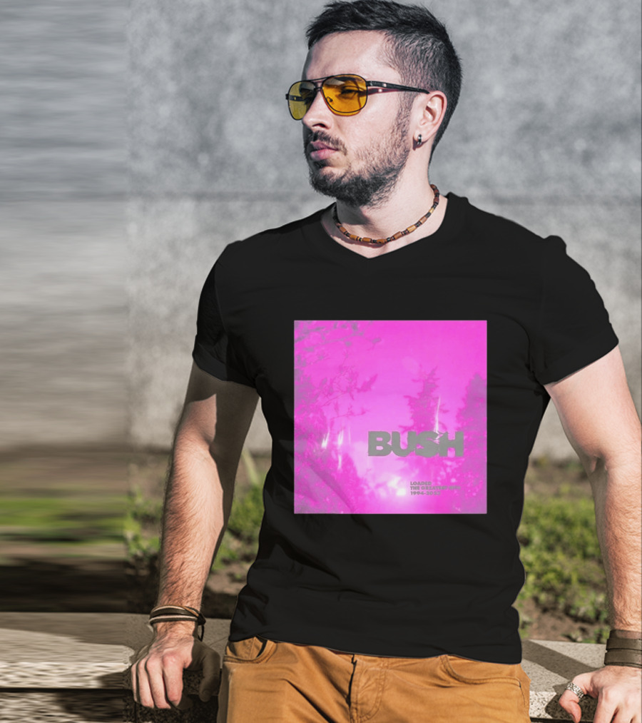 Bush Loaded The Greatest Hits 1994 2023 Pink Album Cover T-Shirt