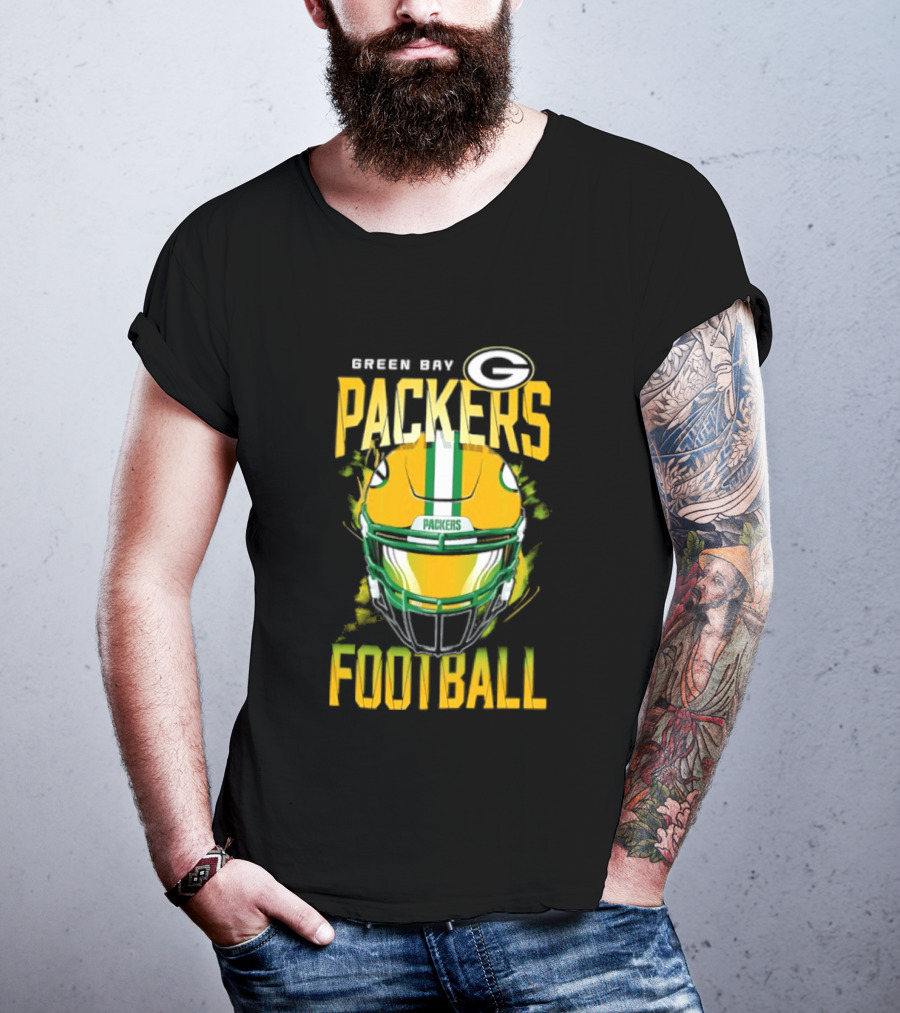 Green Bay Packers Football Helmet Packers Football T-Shirt