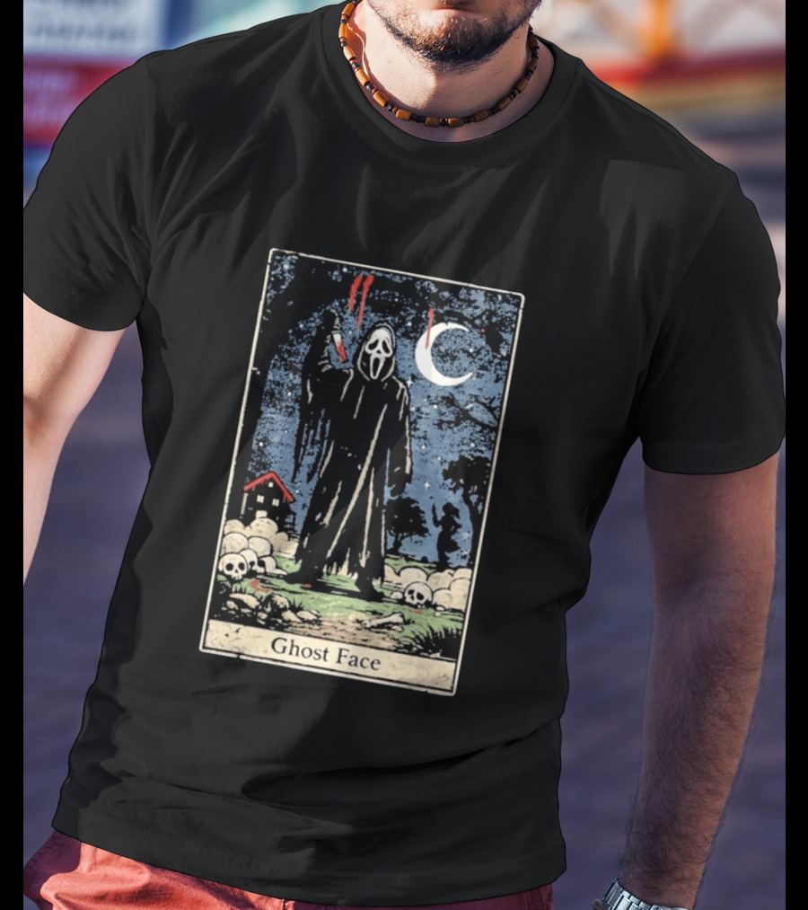 Ghost Face Scream Changes Tarot Card Crossover Halloween Horror Villain T-Shirt