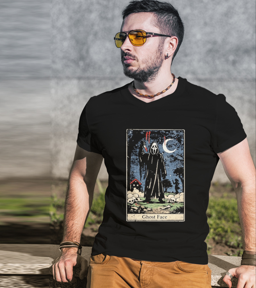 Ghost Face Scream Changes Tarot Card Crossover Halloween Horror Villain T-Shirt