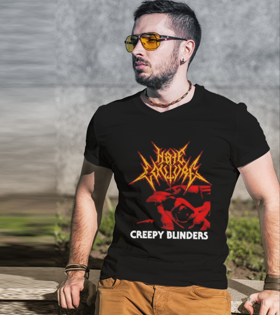 Hate Couture Creepy Blinders Blood Metal T-Shirt