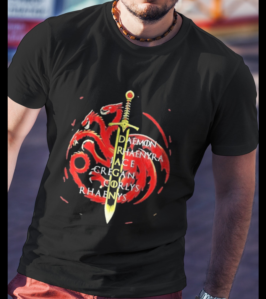 Daemon Rhaenyra Jace Cregan Corlys Rhaenys Dragon Sword Emblem The Reel Rejects T-Shirt