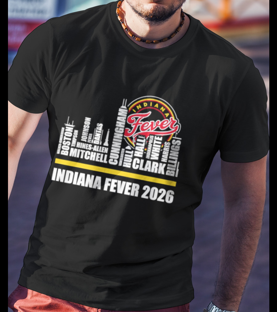 Indiana Fever 2026 Roster Skyline WNBA T-Shirt