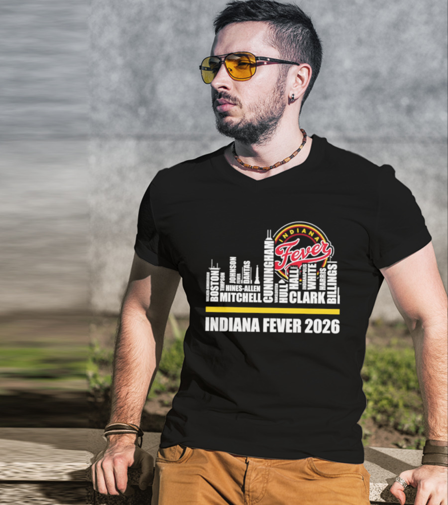Indiana Fever 2026 Roster Skyline WNBA T-Shirt