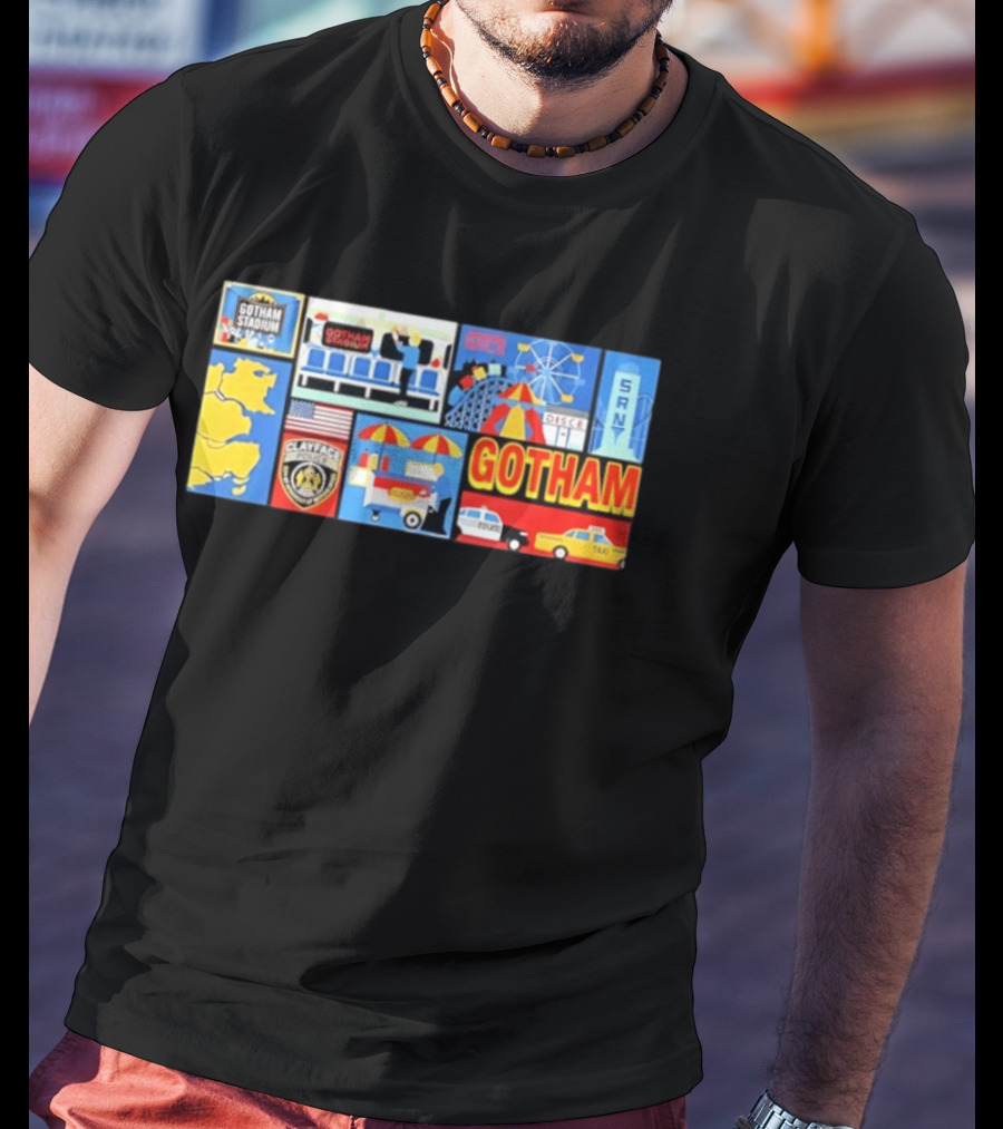 Gotham Stadium Clayface Gotham City Amusement Park Taxi T-Shirt