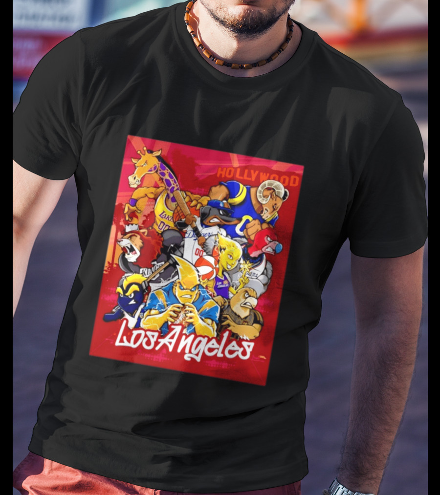 Los Angeles Legends Hollywood Sports Mashup With Dodgers Lakers Kings Rams And Clippers T-Shirt