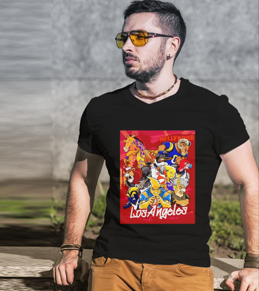 Los Angeles Legends Hollywood Sports Mashup With Dodgers Lakers Kings Rams And Clippers T-Shirt