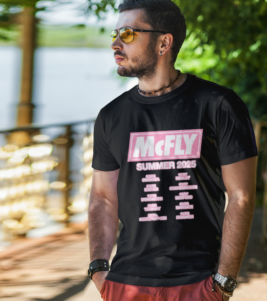 McFly Summer 2025 Tour Dates Swansea Exeter Donington Tetbury Southampton Henley Scarborough Bedford Margate Norwich T-Shirt