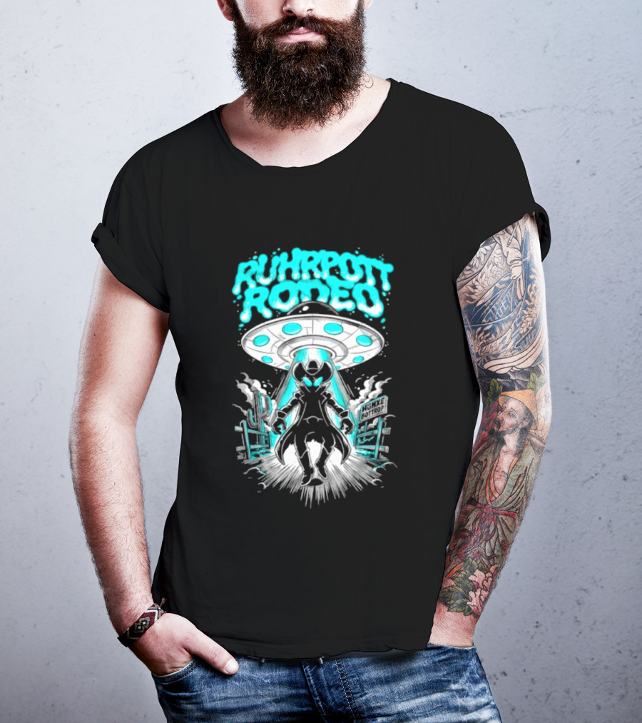 Ruhrpott Rodeo Hunxe Bottrop Alien Cowboy UFO Texas Stadium T-Shirt