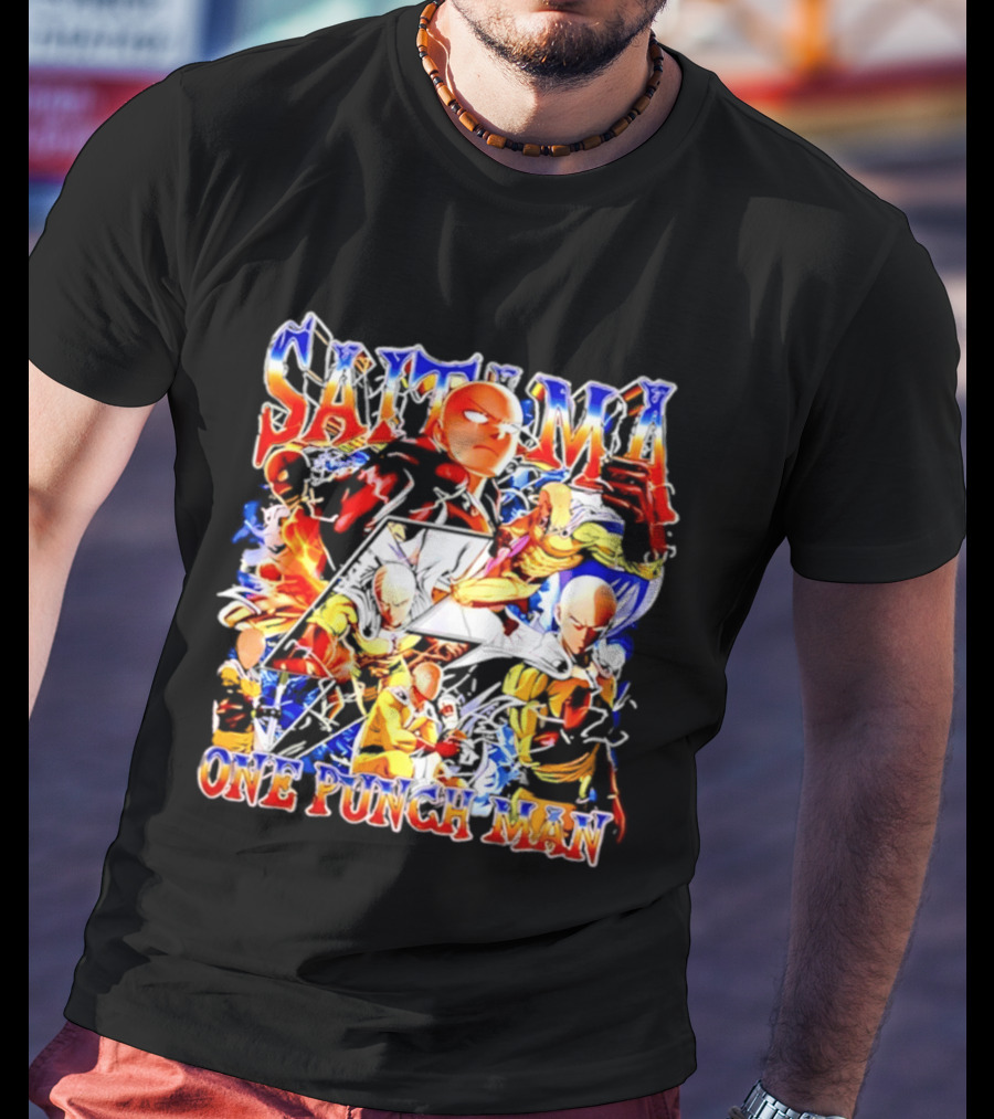 Saitama One Punch Man Anime Manga Superhero Action Pose Compilation T-Shirt