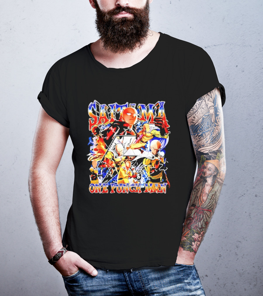 Saitama One Punch Man Anime Manga Superhero Action Pose Compilation T-Shirt