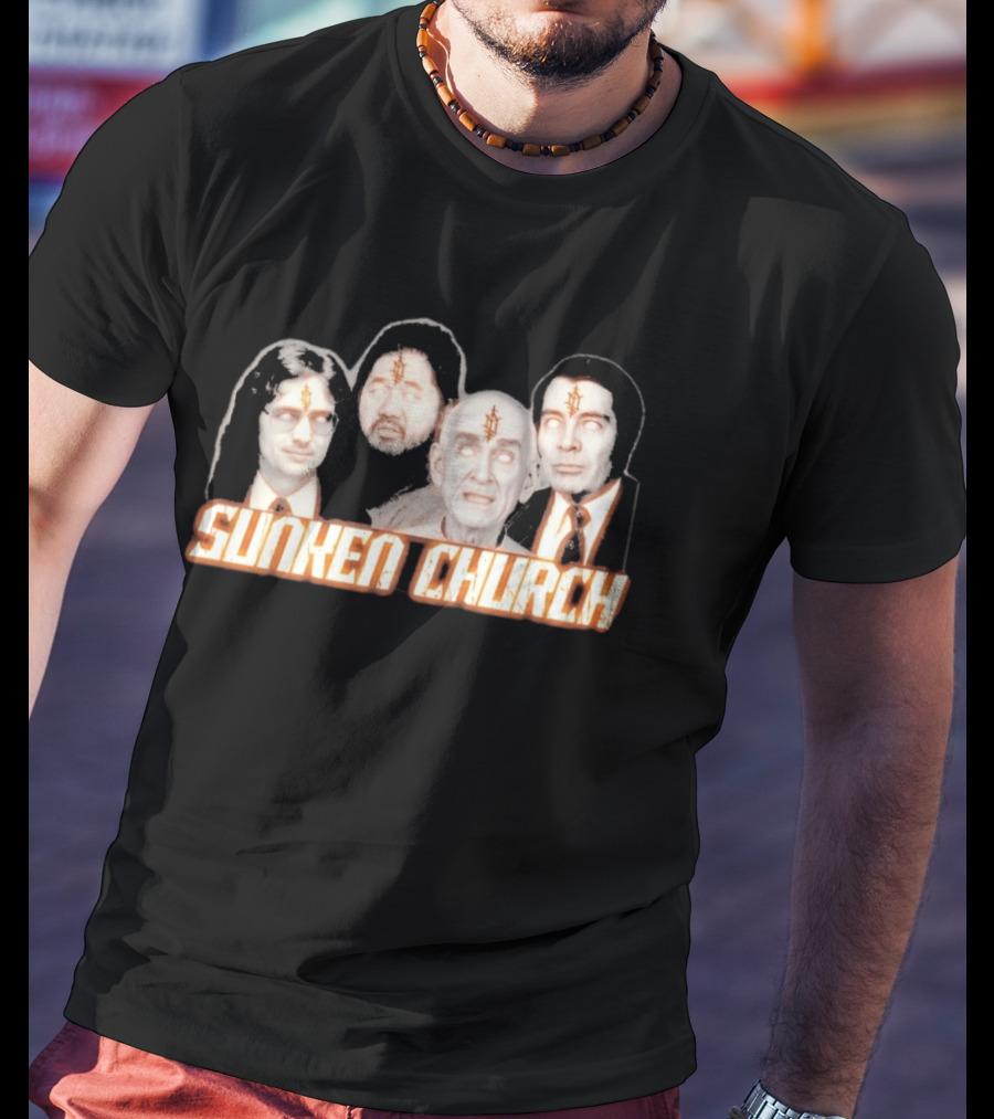 Ouija Macc Sunken Church With Four Figures And Symbol On Foreheads T-Shirt