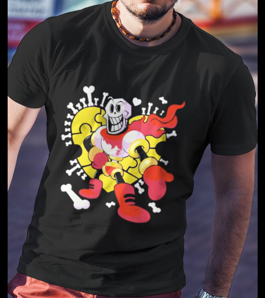 Papyrus Bonetrousle 10th Anniversary Undertale Puzzle Heart Skeleton T-Shirt