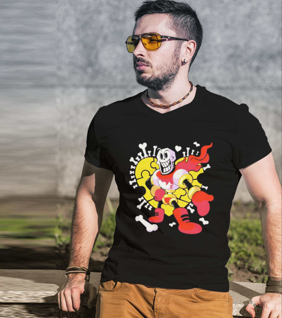 Papyrus Bonetrousle 10th Anniversary Undertale Puzzle Heart Skeleton T-Shirt