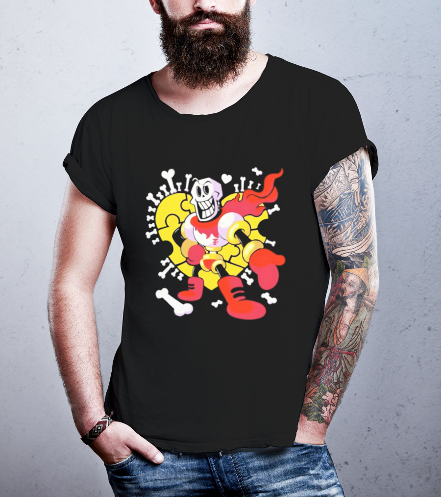 Papyrus Bonetrousle 10th Anniversary Undertale Puzzle Heart Skeleton T-Shirt