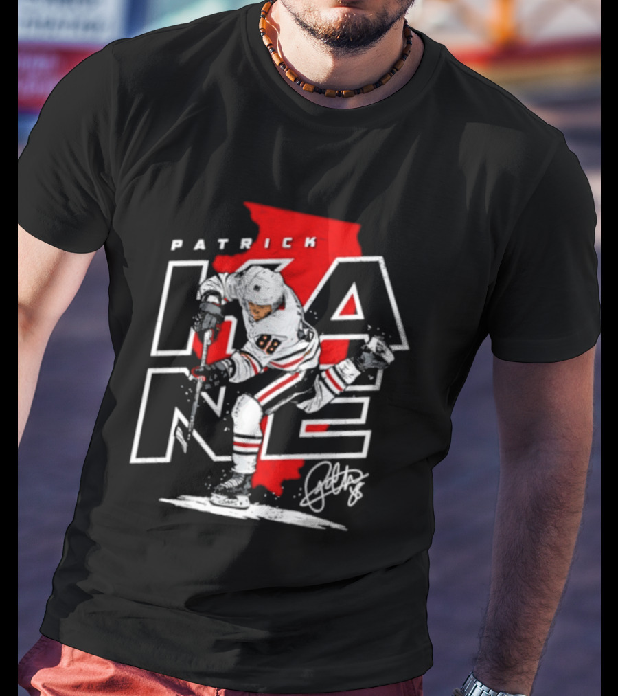 Patrick Kane 88 Chicago Blackhawks Illinois Hockey Player Signature T-Shirt