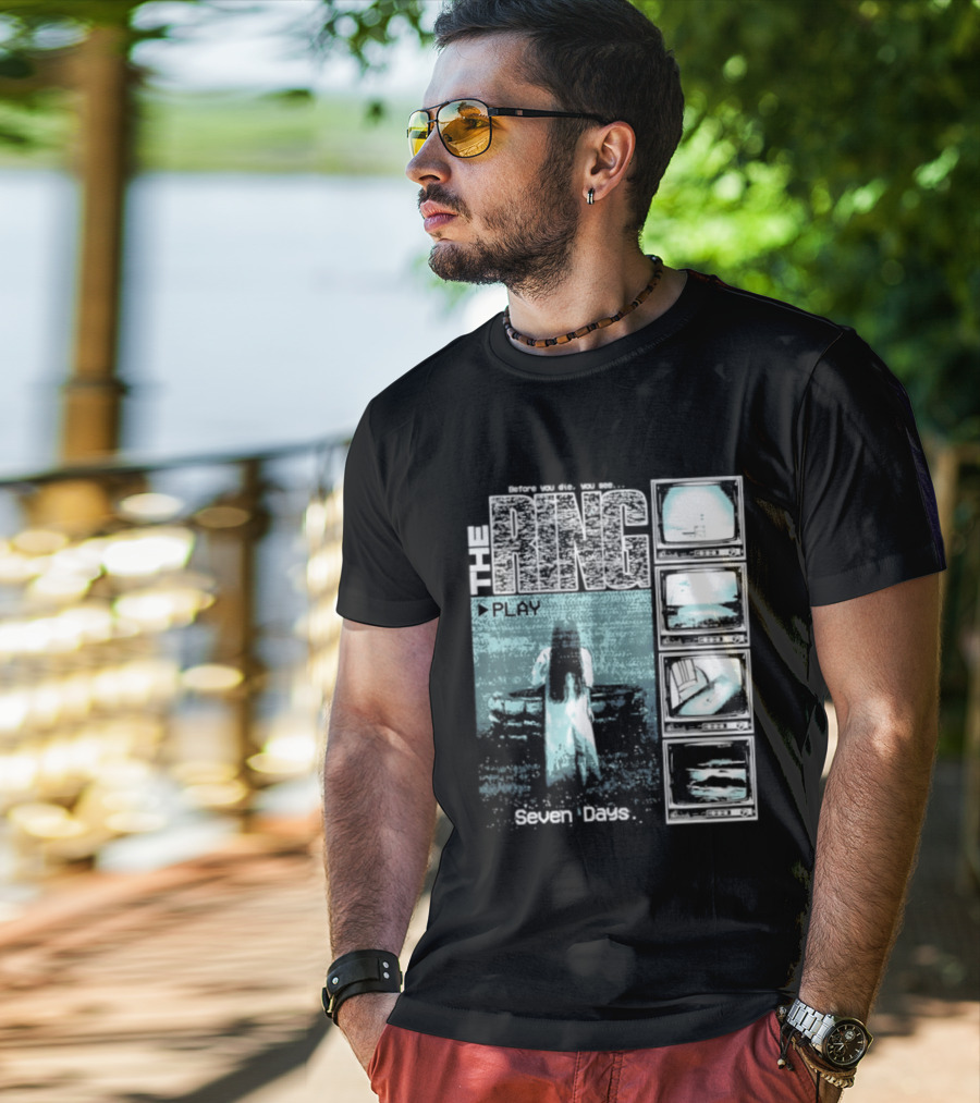 The Ring Seven Days Play Tape Iconic Horror Movie Scene T-Shirt