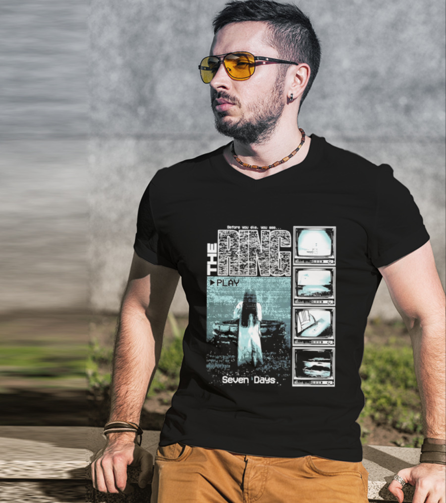The Ring Seven Days Play Tape Iconic Horror Movie Scene T-Shirt