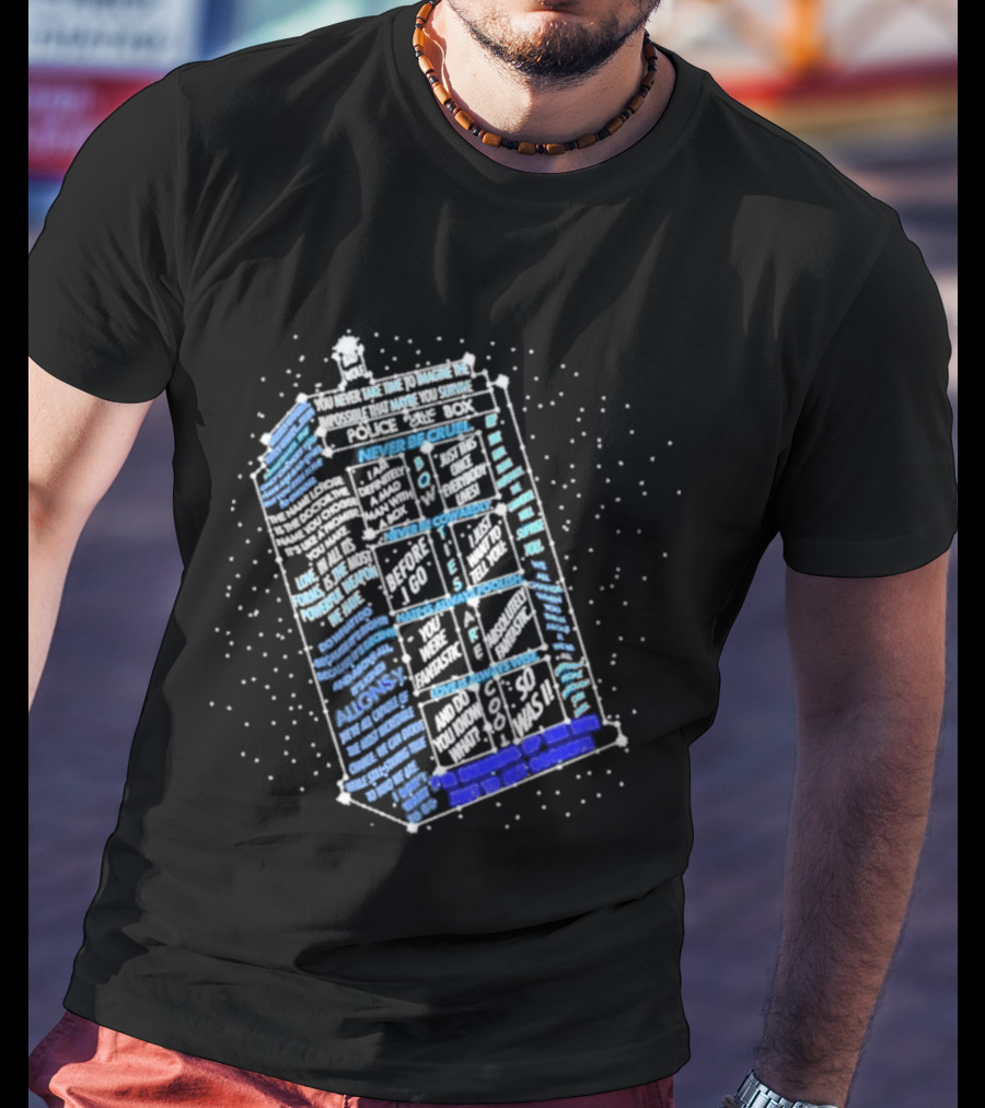 Wibbly Wobbly Timey Wimey The Doctor's Lexicon Blue Box The Reel Rejects T-Shirt