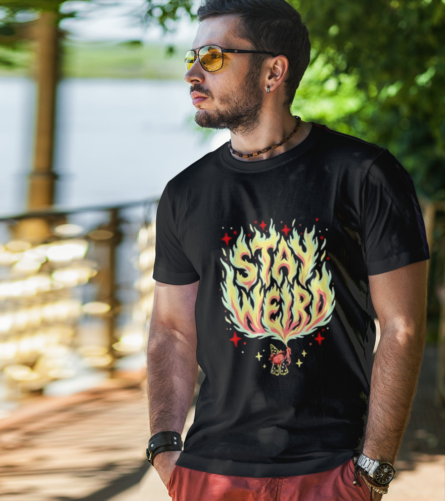Stay Weird Witch Cat Magic Flame T-Shirt