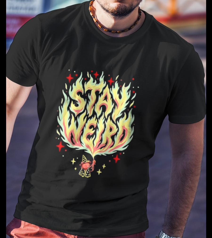 Stay Weird Witch Cat Magic Flame T-Shirt