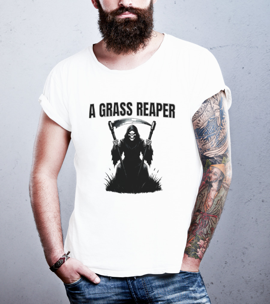 A Grass Reaper Lawn Mower Gardening T-Shirt