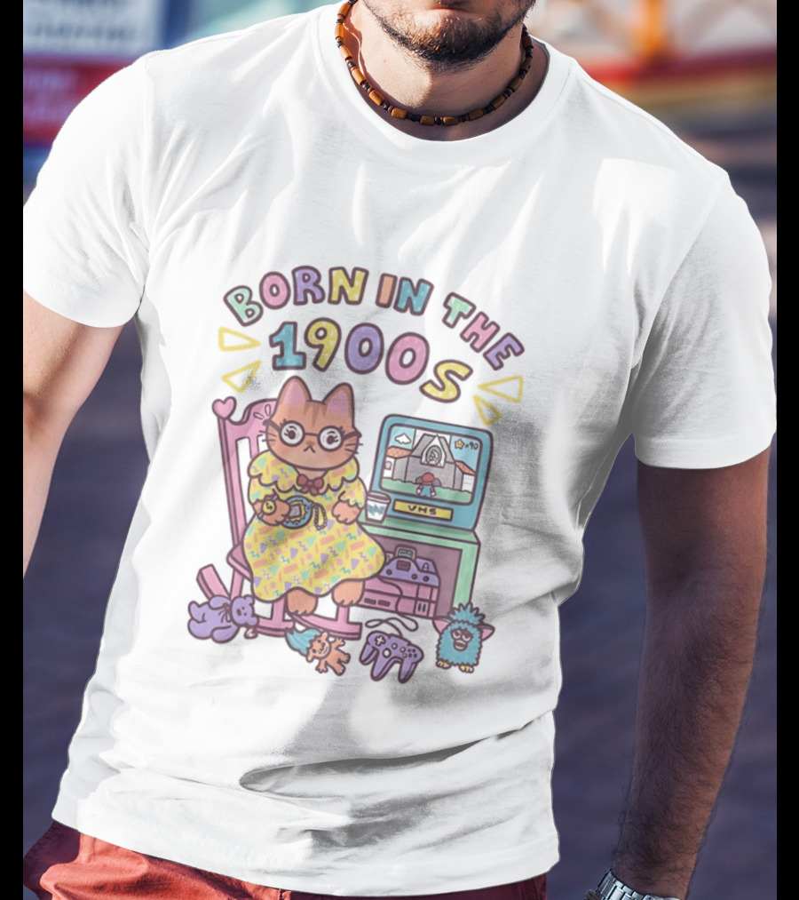 Born In The 1900s Cat VHS Gaming Nostalgia T-Shirt