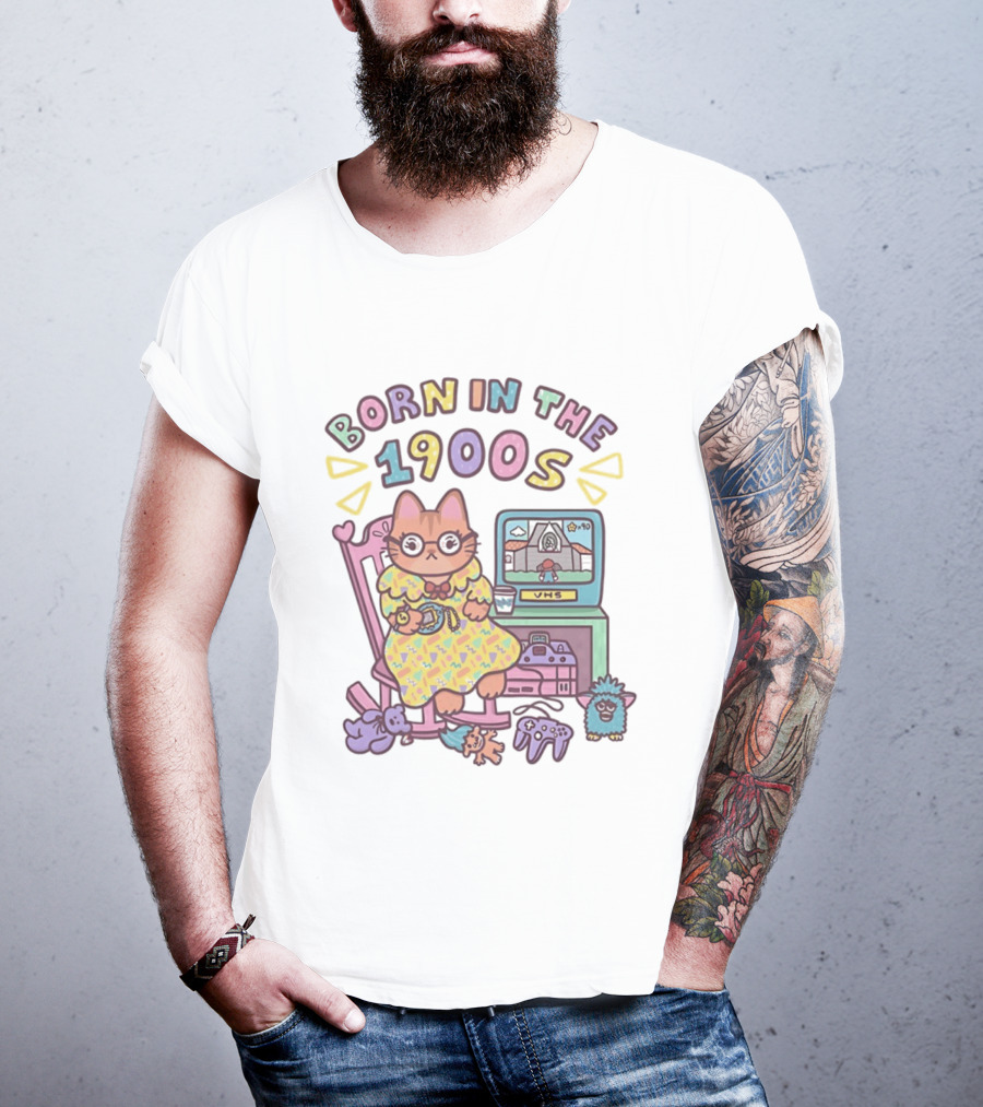 Born In The 1900s Cat VHS Gaming Nostalgia T-Shirt