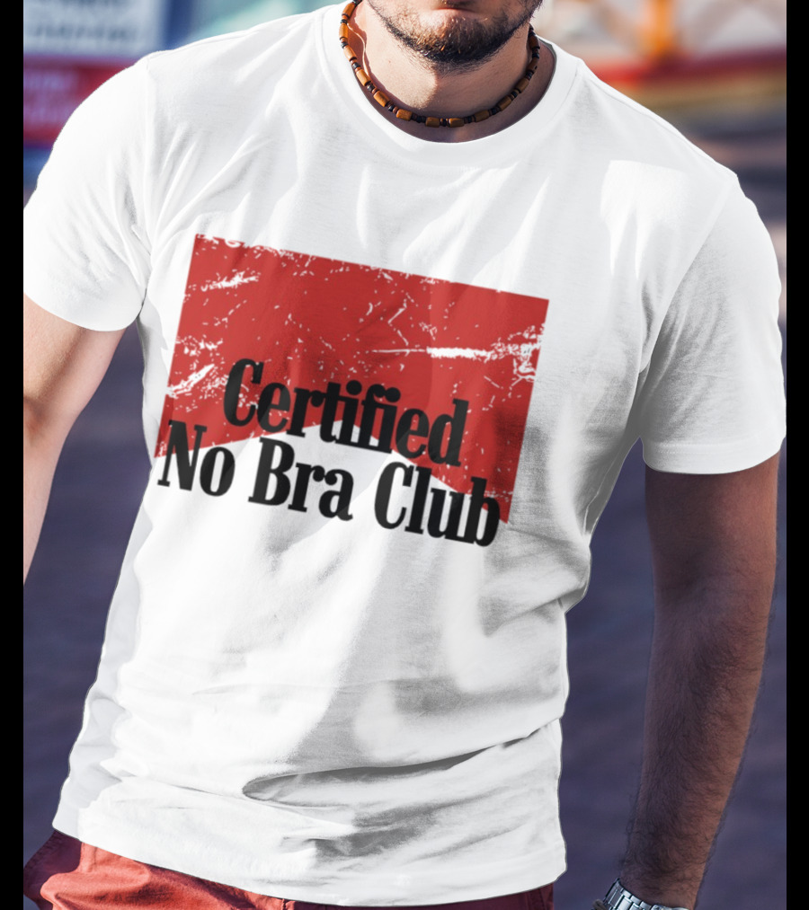 Certified No Bra Club Marlboro Parody Red Banner T-Shirt
