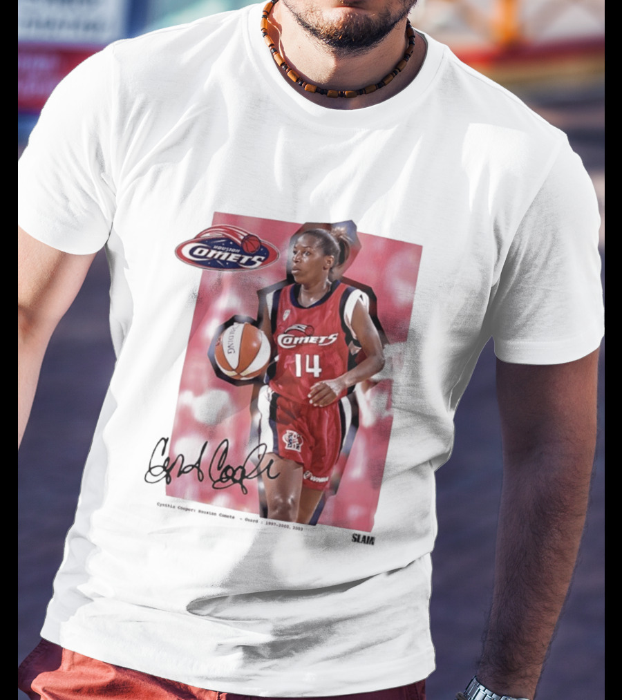 Cynthia Cooper Houston Comets 14 WNBA SLAM Legends T-Shirt