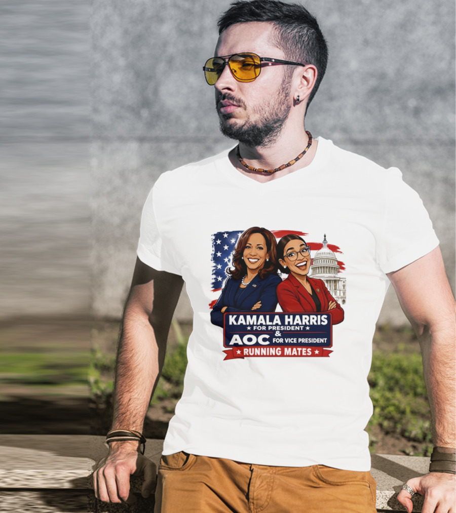Kamala Harris For President AOC Vice President Running Mates Capitol T-Shirt