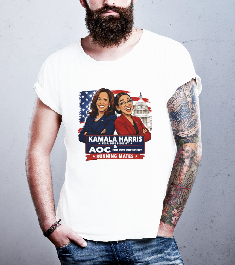 Kamala Harris For President AOC Vice President Running Mates Capitol T-Shirt