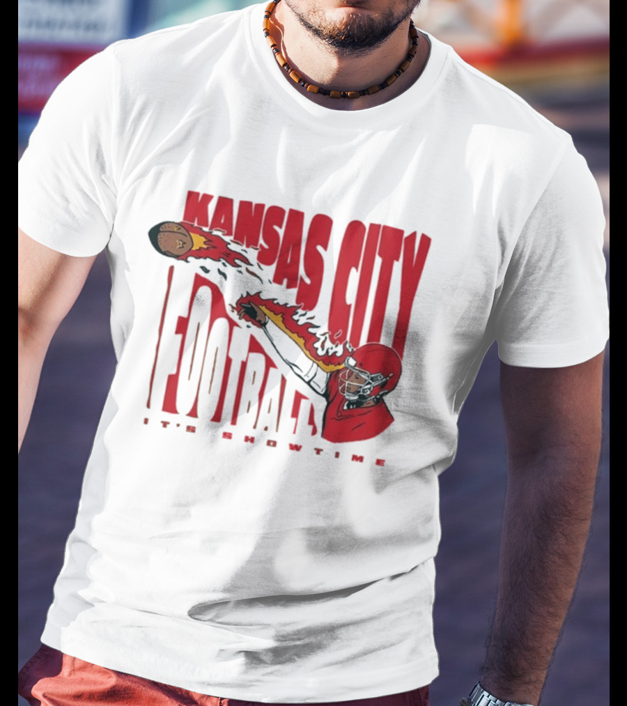 Kansas City Football It's Showtime Quarterback Fireball Pass T-Shirt