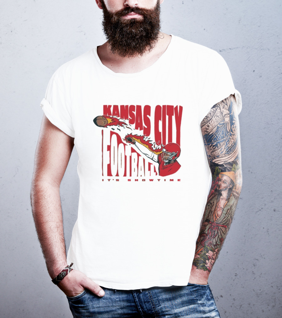 Kansas City Football It's Showtime Quarterback Fireball Pass T-Shirt