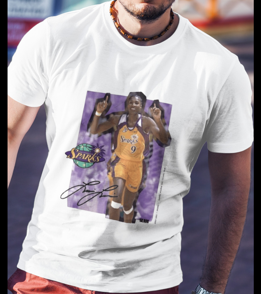 Lisa Leslie Los Angeles Sparks No 9 1997 2009 SLAM Autographed Basketball Legend T-Shirt
