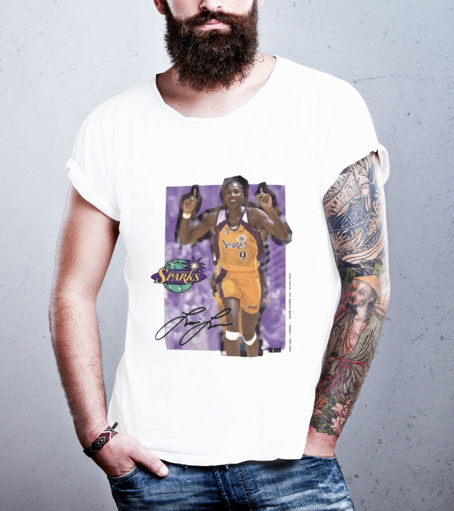 Lisa Leslie Los Angeles Sparks No 9 1997 2009 SLAM Autographed Basketball Legend T-Shirt